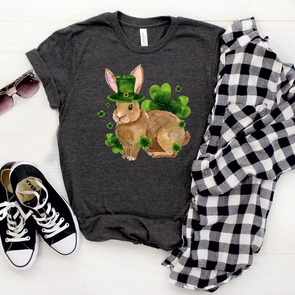 St Patrick's Rabbit Shirt, Happy St Patrick's Day Shirt, Lucky Shirt - Picture 1 of 2
